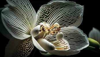 Underwater macro of striped fish on coral reef generated by AI photo