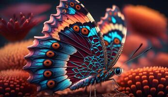 Multi colored butterfly wing exhibits vibrant fragility generated by AI photo