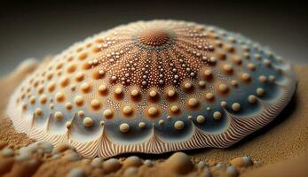 Nature beauty in a close up seashell pattern generated by AI photo