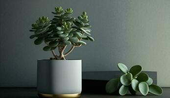 Green houseplant in vase adds natural decoration indoors generated by AI photo