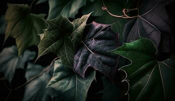 Vibrant autumn forest tree growth in close up generated by AI photo