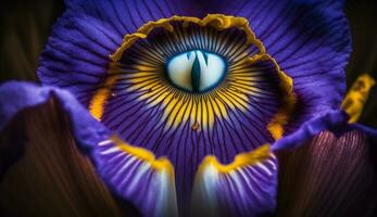 naturaleza azul y púrpura belleza en uno flor generado por ai foto