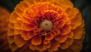 Close up of a vibrant yellow dahlia petal generated by AI photo