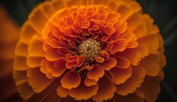 Close up of yellow flower head with vibrant petal generated by AI photo