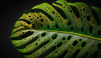 Green nature pattern reflects beauty in organic flora generated by AI photo