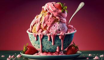 Strawberry dessert, gourmet sweet food, chocolate indulgence ,generative AI photo