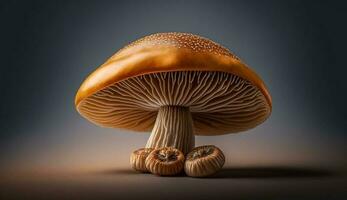 Autumn freshness edible mushroom in organic forest ,generative AI photo