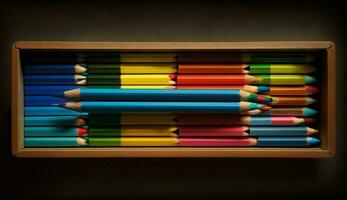 multi de colores lápiz en amarillo antecedentes chispas creatividad ,generativo ai foto
