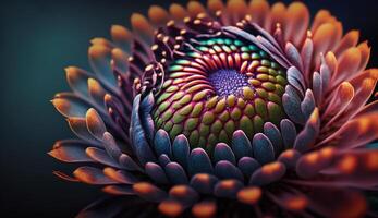Close up of a colorful flower petal pattern ,generative AI photo