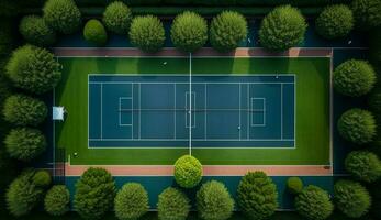 Grass sport tennis ball design lawn green color ,generative AI photo