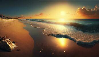 Sunset overnature breathtaking coastal landscape reflection ,generative AI photo