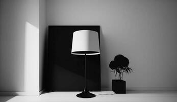 Modern design table lamp illuminates empty domestic room ,generative AI photo