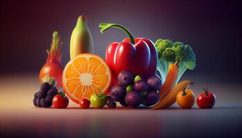 fresh and healthy fruits and vegetables , photo