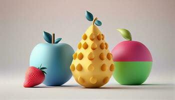 manzanas y Pera con fresa decorativo ,generativo ai foto