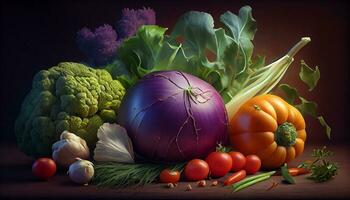 fresh pumpkin and vegetables healthy food ,generative AI photo
