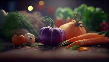 fresh purple onion and vegetables ,generative AI photo