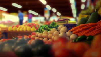 frutas y vegetales en supermercado estar ,generativo ai foto