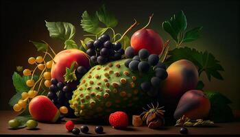 grapes and mango healthy food , photo