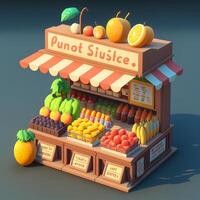 fresh and healthy fruits store kiosk ,generative AI photo