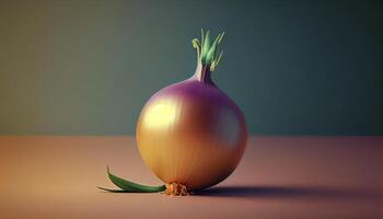 fresh onion vegetable healthy food with shadow ,generative AI photo