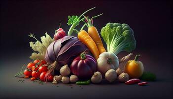 Fresco y sano vegetales naturaleza comida ,generativo ai foto
