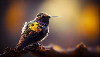 cerca arriba de majestuoso colibrí en un hermosa jardín ,generativo ai foto