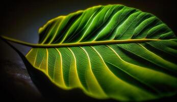 A lush green leaf with intricate vein pattern generated by AI photo