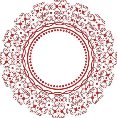 Rounded frame with floral ornaments.