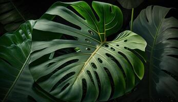 Lush tropical foliage alive with vibrant color generated by AI photo