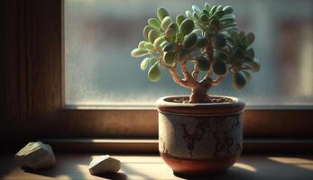 Nature beauty plants and flowers adorn window sill generated by AI photo