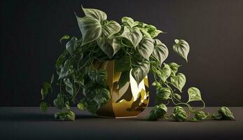 verde planta crecimiento iluminado por linternas adentro generado por ai foto