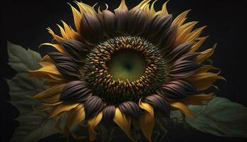 Nature beauty in a single sunflower illustration generated by AI photo