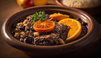 Fresco orgánico vegetariano comida en de madera mesa ,generativo ai foto