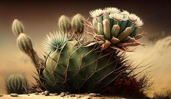 Green thorn bush with spiked succulent plant ,generative AI photo