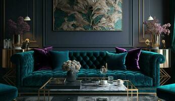 moderno elegante hogar interior con lujoso decoración ,generativo ai foto