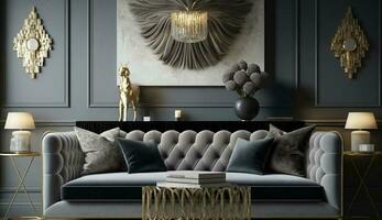Modern domestic room design with luxury home interior ,generative AI photo