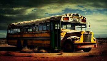 Yellow school bus transporting students for education ,generative AI photo