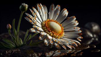 Yellow daisy petals macro beauty outdoors ,generative AI photo