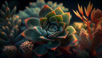 natures beauty in close up a succulent plant ,generative AI photo