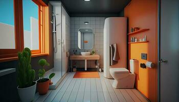 Modern domestic bathroom with elegant style ,generative AI photo