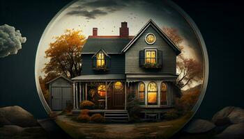 spooky home with old architecture and rural style ,generative AI photo