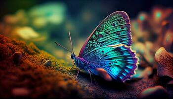 beautiful butterfly with its majestic purple wings ,generative AI photo