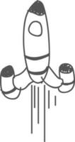 Hand drawn illustration of flying rocket. vector