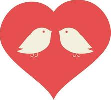 Love couple bird in red heart. vector