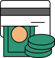 Cash Withdrawal From Card Colorful Icon In Flat Style. vector