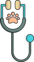 Paw With Stethoscope For Pet Healthcare Colorful Icon. vector