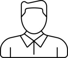 Faceless Young Man Line Art Icon In Flat Style. vector