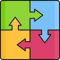 Illustration of Square Puzzle Icon in Colorful Flat Style. vector