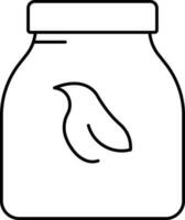 Bird Food Jar Icon In Black Line Art. vector