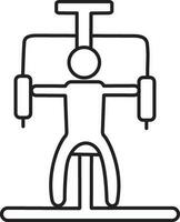Man doing exercise on butterfly machine. vector